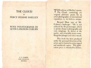 The Cloud. By Percy Bysshe Shelley. With photographs by Alvin Langdon Coburn. Alvin Langdon Coburn, Shelley.