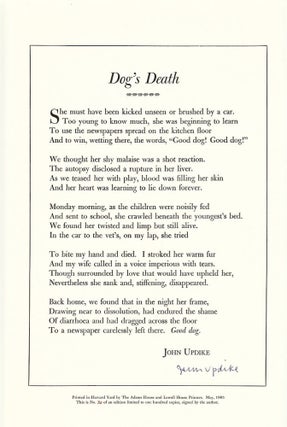 Item #24151 Dog's Death. John Updike