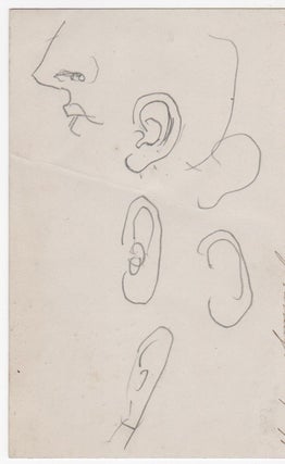 Item #29653 Original drawing "Criticisms on a lady's Earrings. Feb. 9, 1879." Pencil sketches of...
