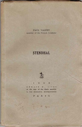 Item #29659 Stendhal. Paul Valéry